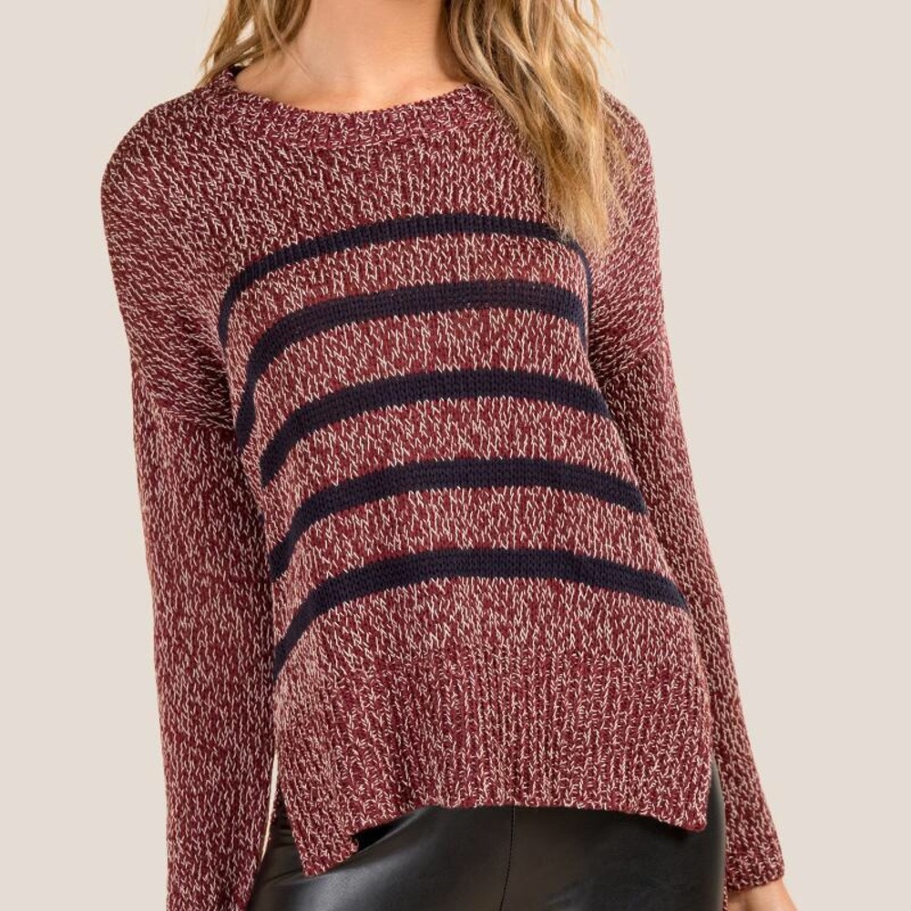 Francesca’s Maroon Stripe Sweater